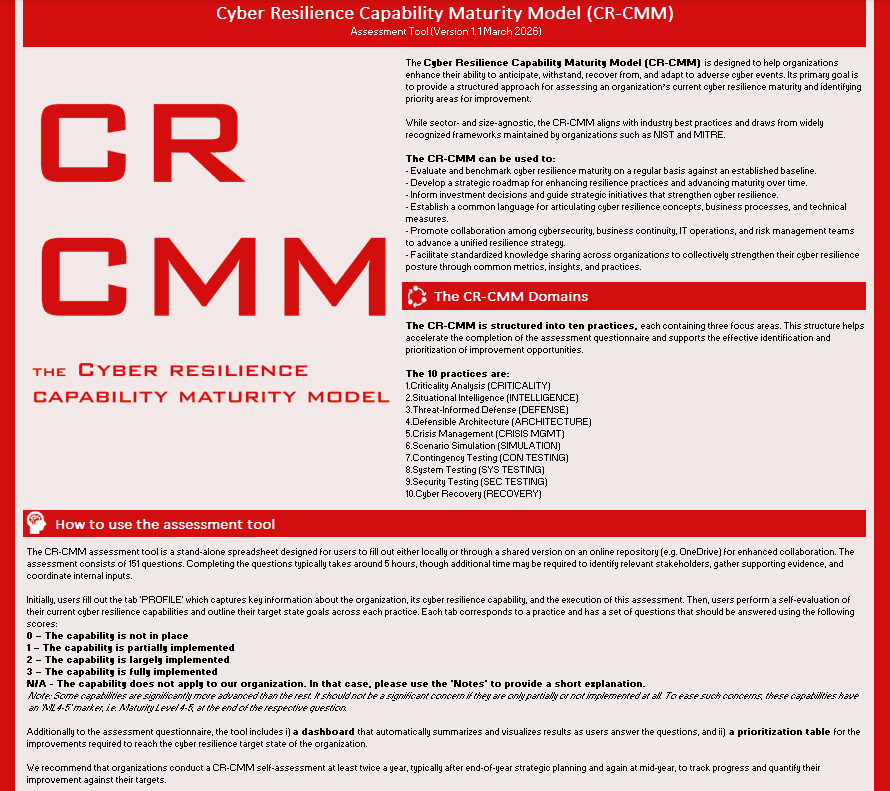CR-CMM workbook introduction sheet